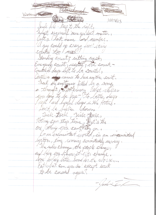 Warehoused - Poem from Prison - Oct 4, 2003